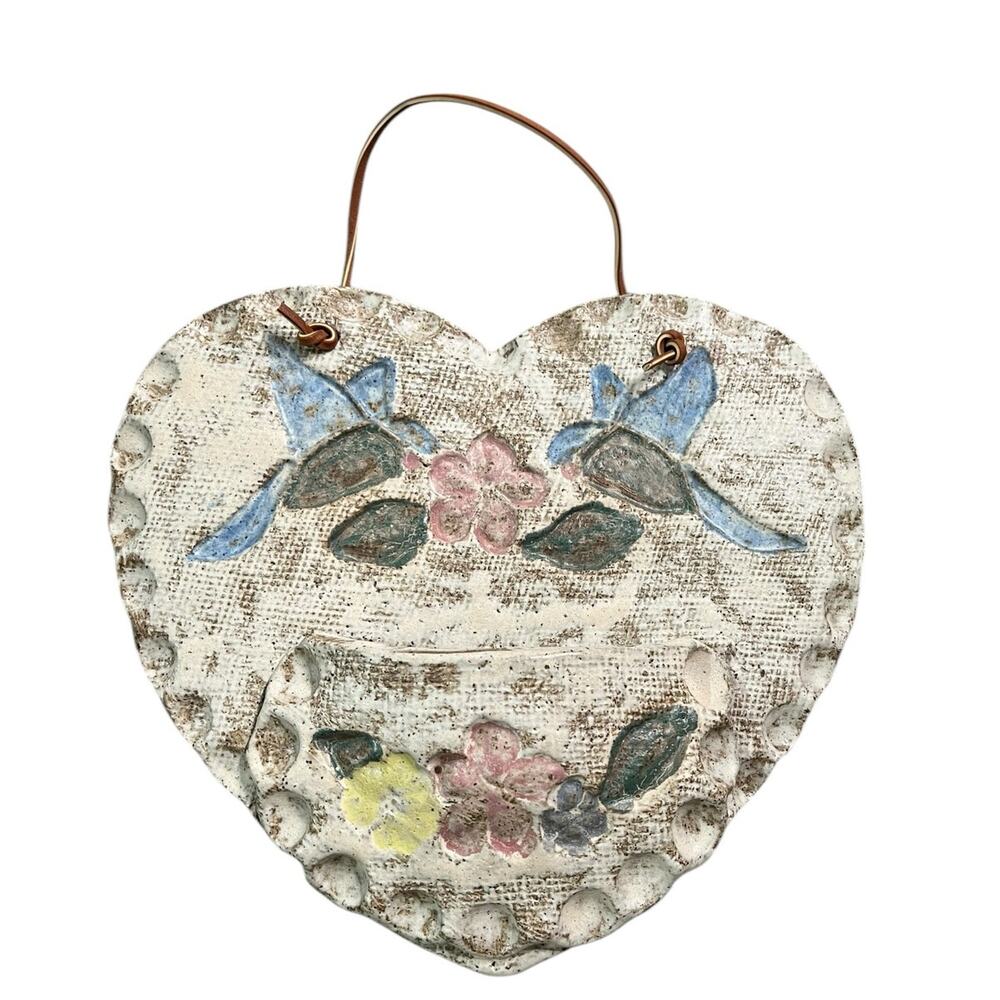 Handmade Pastel Clay Whimsical Heart-Shaped Wall Vase For Flowers Gift Of Love